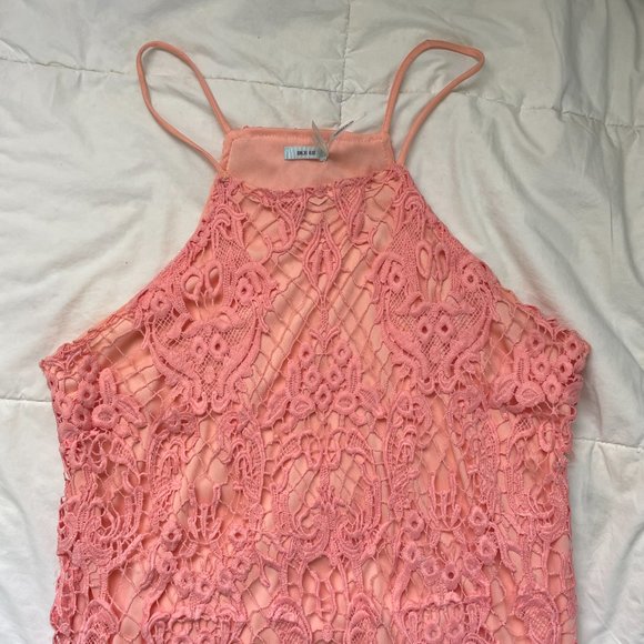 Urban Outfitters Salmon/Peach Pink Lace Dress - Picture 2 of 4